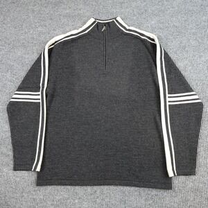 Neve Sweater Mens Large Gray 1/4 Zip Mock Neck Wool Racing Stripe Pullover